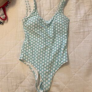 Aerie Cream and Teal One-Piece Swimsuit